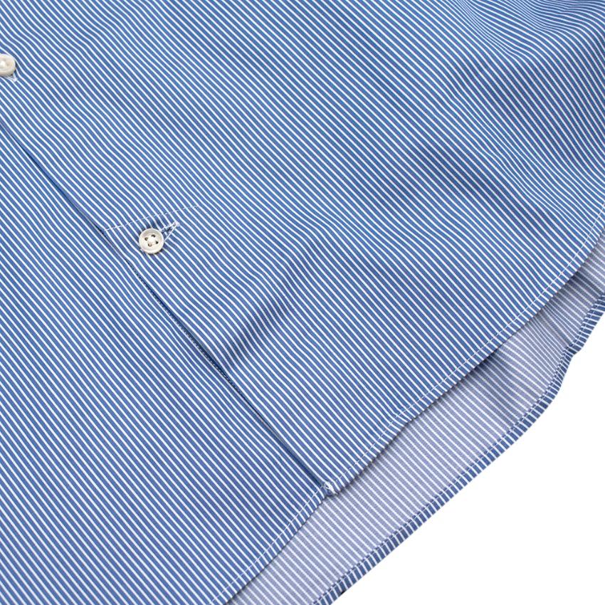 Simone Abbarchi Blue Striped Cotton Long Sleeve Tailored Shirt