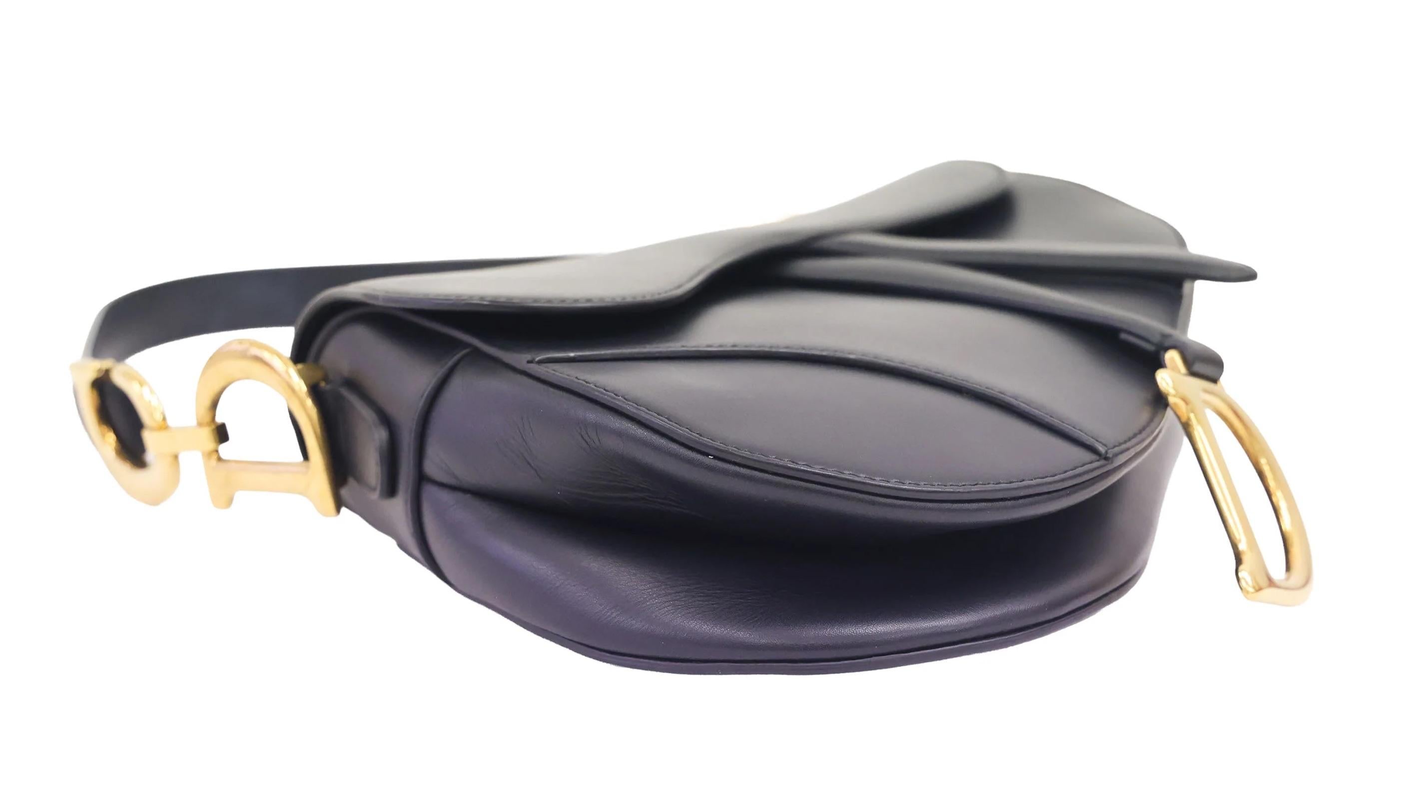 Dior Black Leather Saddle Bag