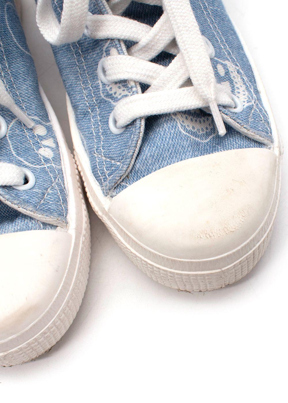 Skull Print Light Blue Lace Up High Top Trainers