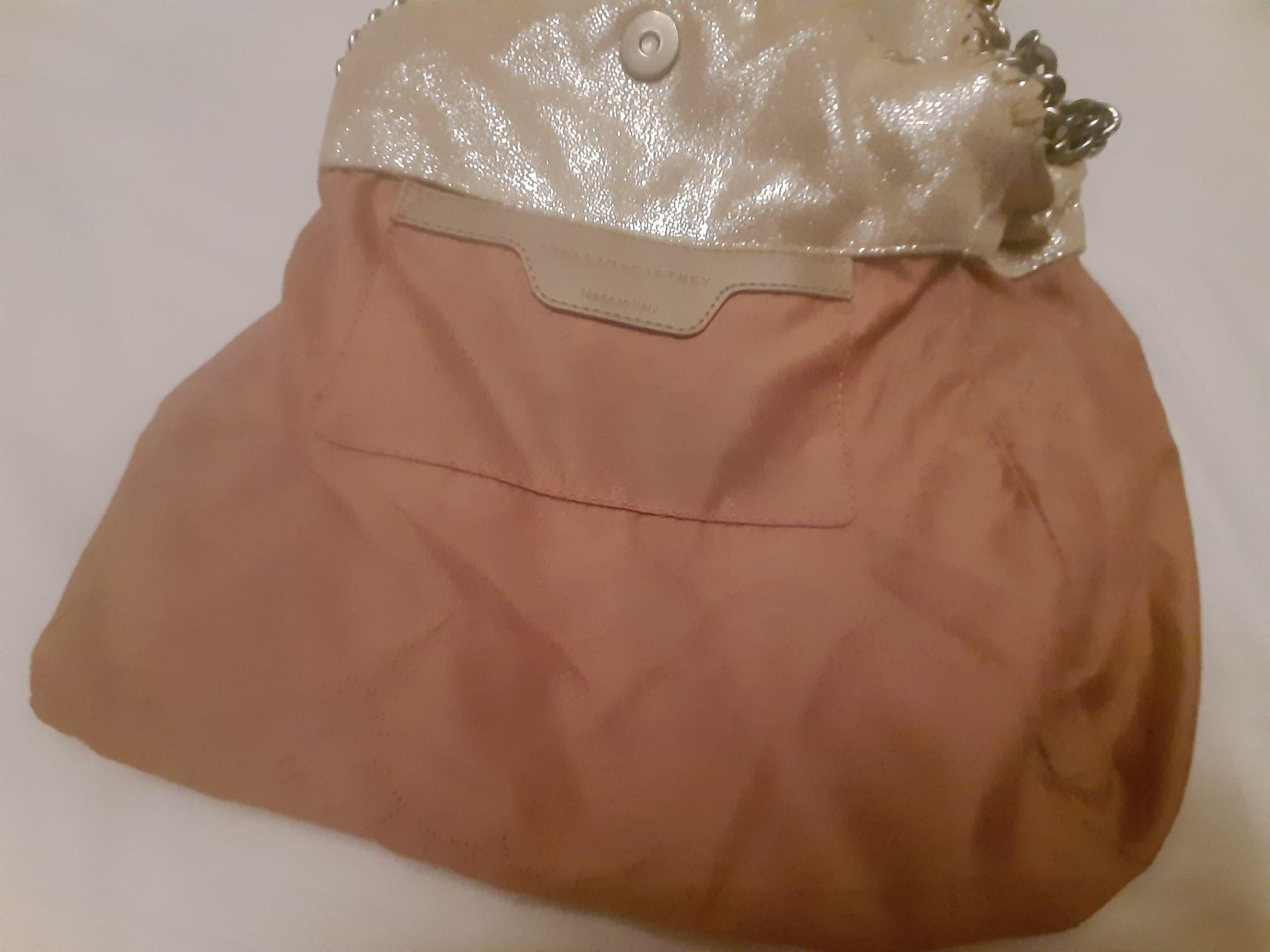 Silver metallic Shaggy Deer Falabella mini tote bag
