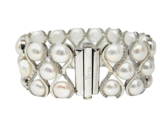 Yvel Pearl, White Gold And Diamond Cuff