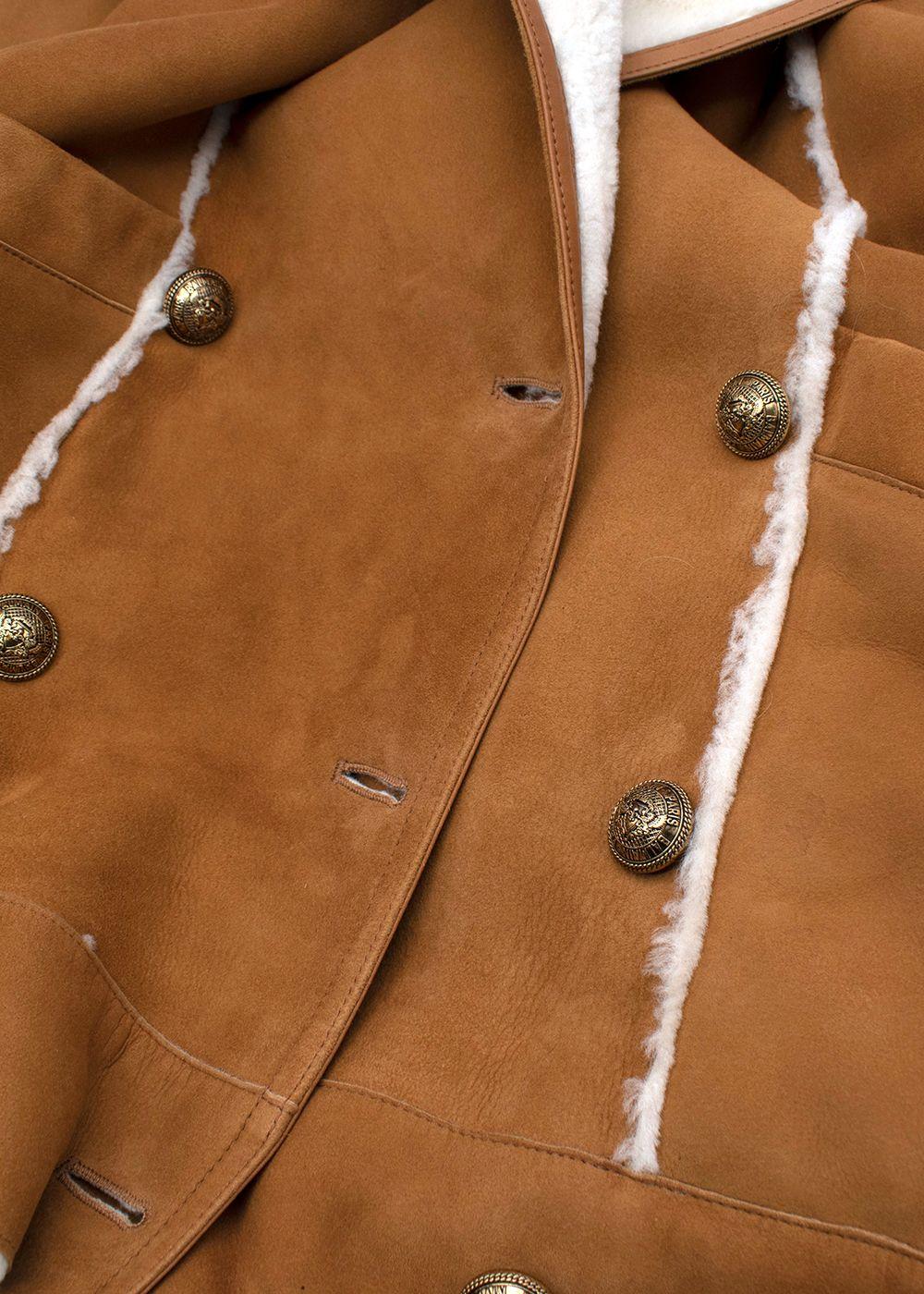Balmain Oversize Shearling and Suede Coat