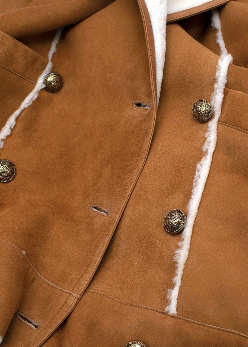 Balmain Oversize Shearling and Suede Coat