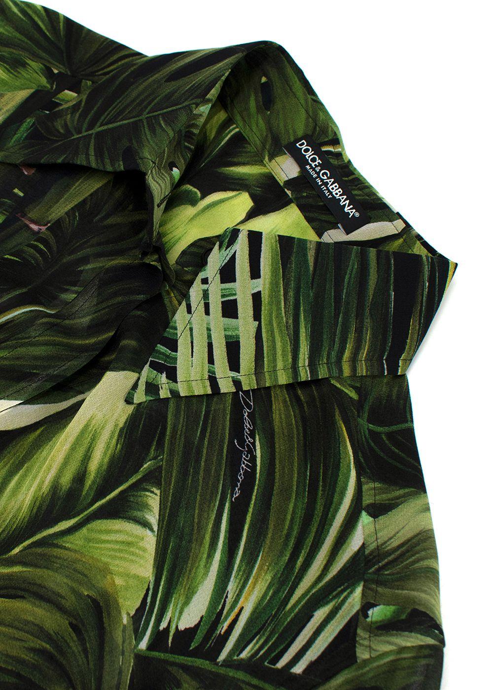 Dolce & Gabbana Green Banana-leaf print Silk Blouse