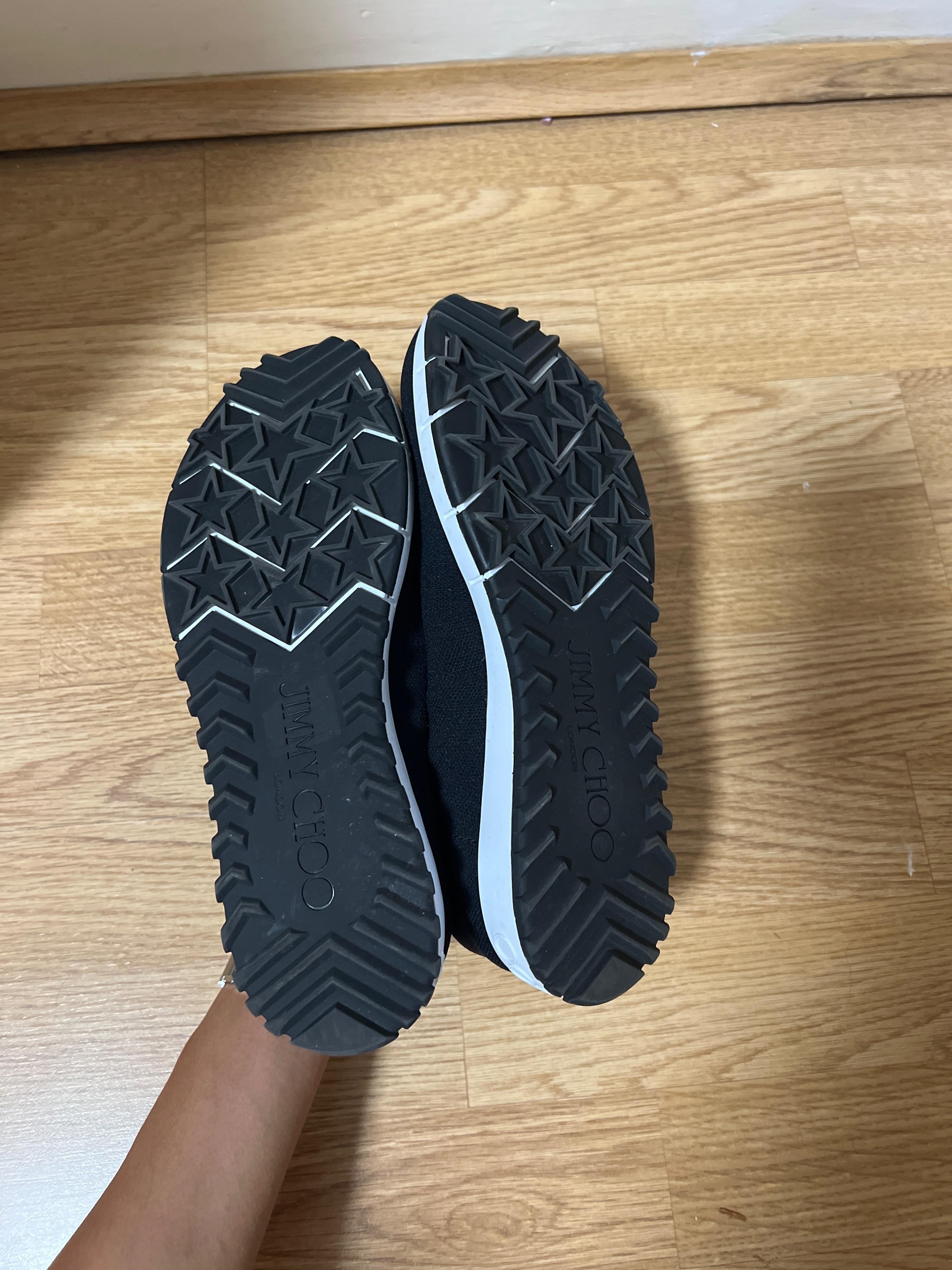 Verona Black Knit Trainers with White Pearl and Crystal Detailing