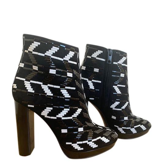 Burberry Prorsum Black & White Beaded Suede 115 Ankle Boots