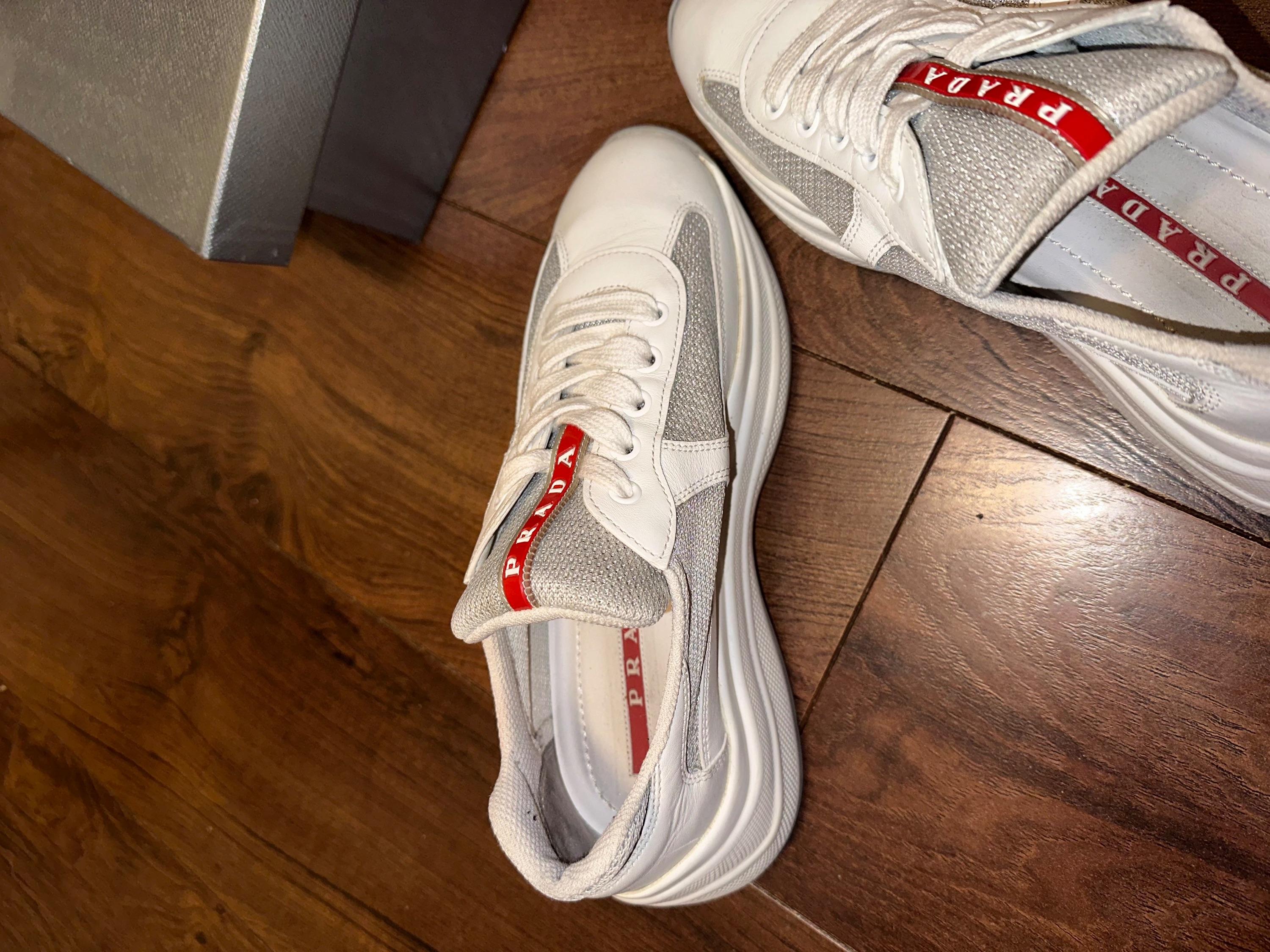 Prada White Americas Cup Soft Trainers