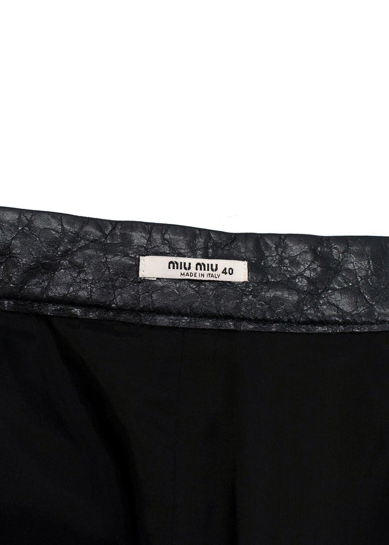 Black Crackled Leather Pencil Skirt