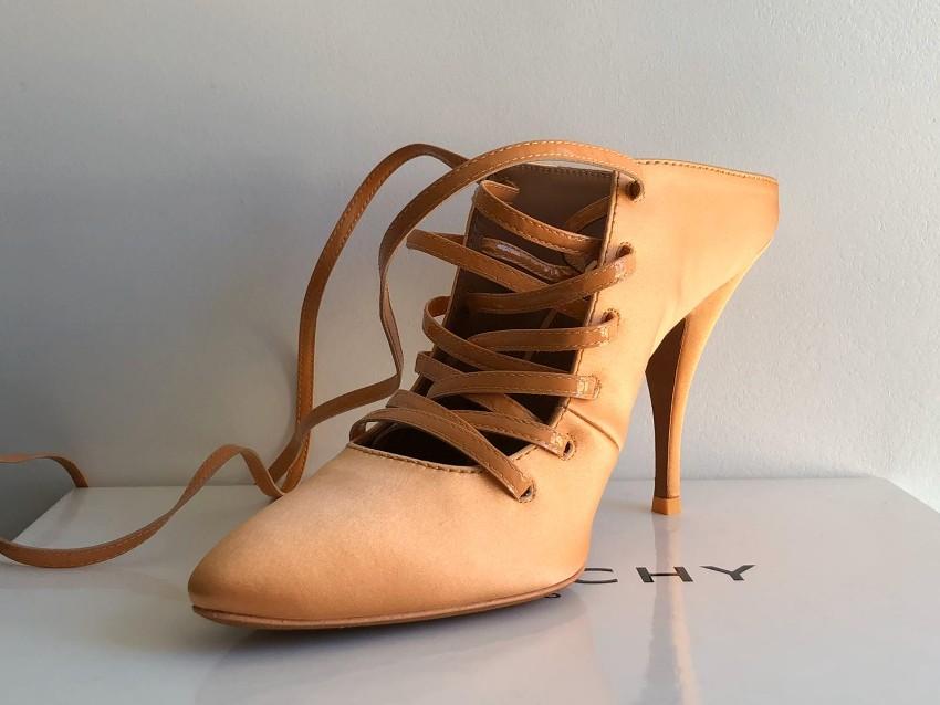 Givenchy Satin & Leather Lace-Up Sandals