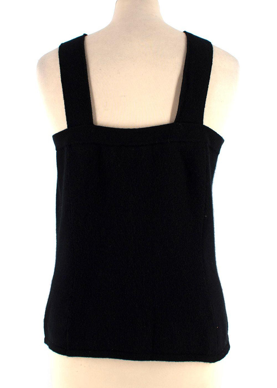 Chanel Cashmere Black Button-down Sleeveless Top