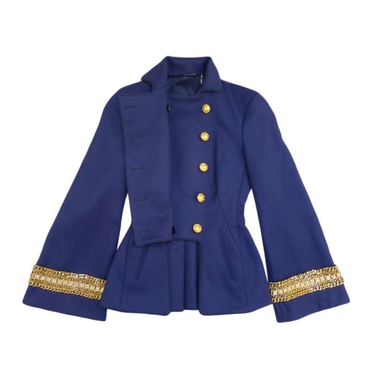 Alexander McQueen Blue Military Double Breasted Jacket