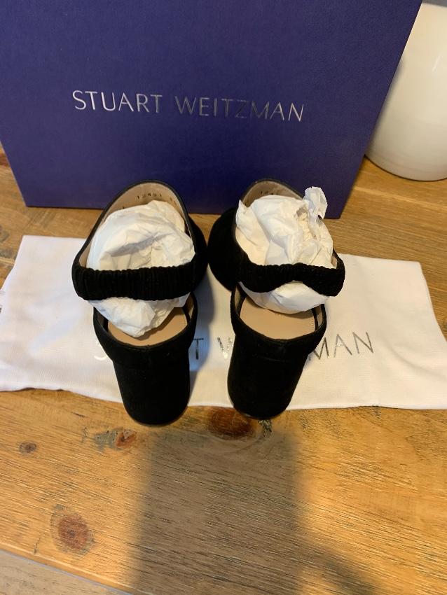 Stuart Weitzman Eva Suede Block Heel Mules