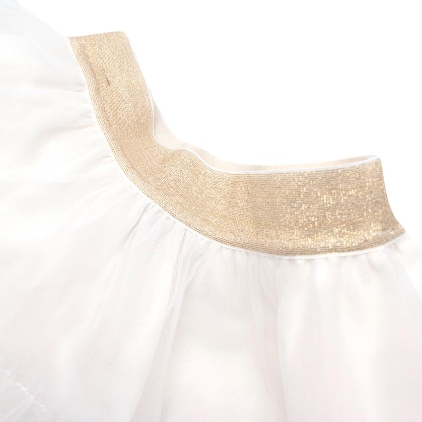 Mi Mi Sol White & Gold Embroidered Tulle Skirt