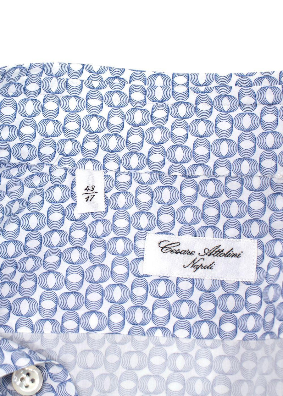 Cesare Attolini Napoli Blue Patterned Shirt