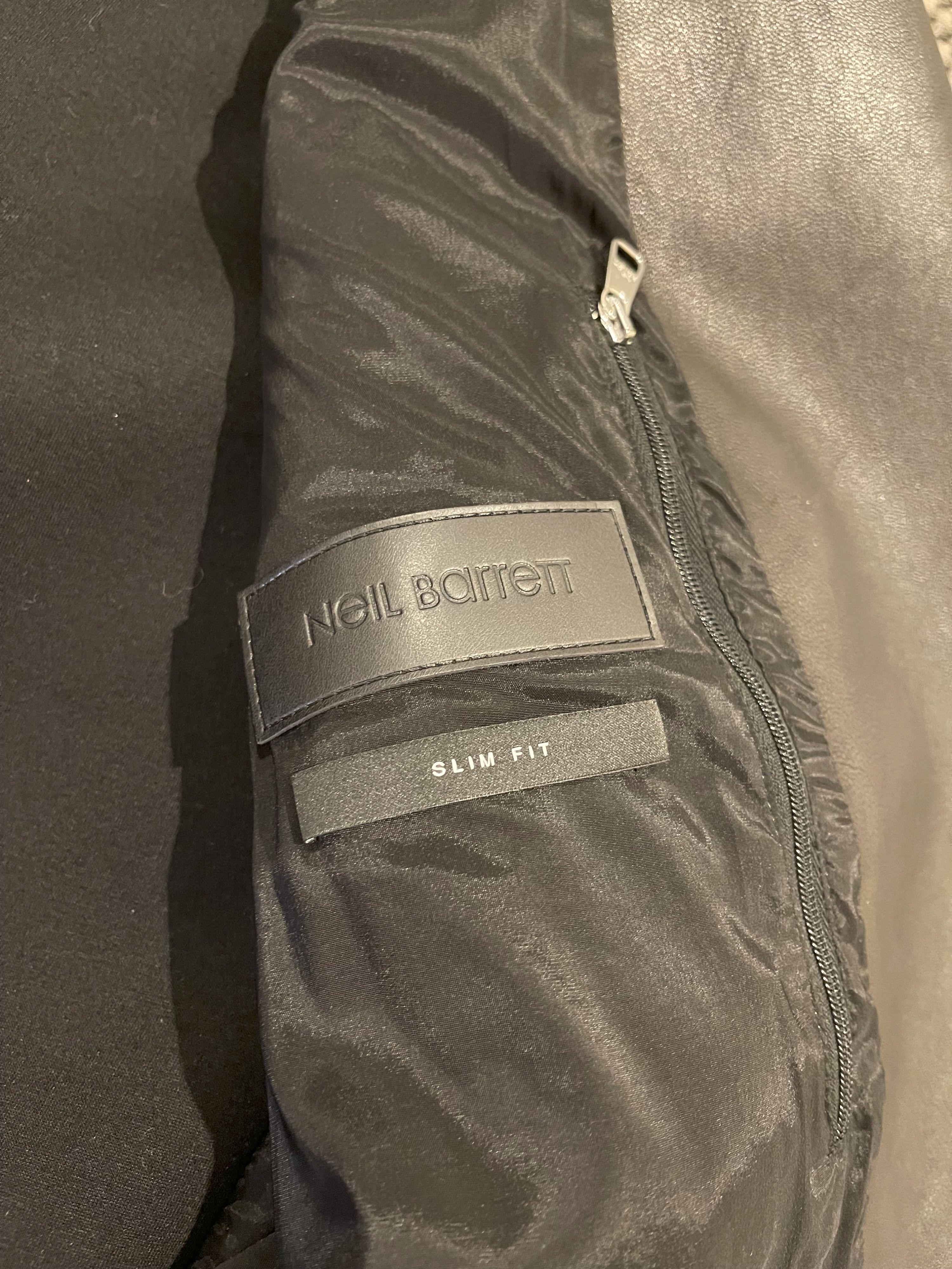 leather & neoprene hooded biker jacket