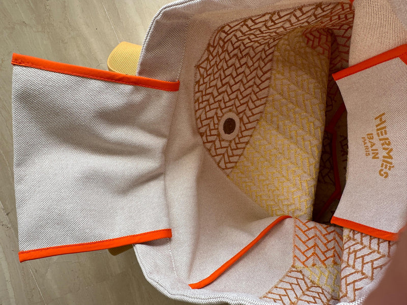 Hermes Poisson Natte Canvas Beach Tote Bag