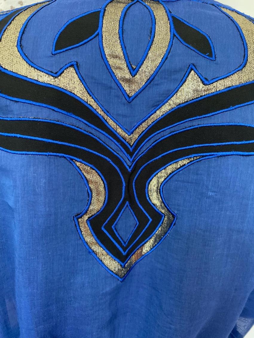 Emilio Pucci Blue Embroidered Silk Blend Kaftan