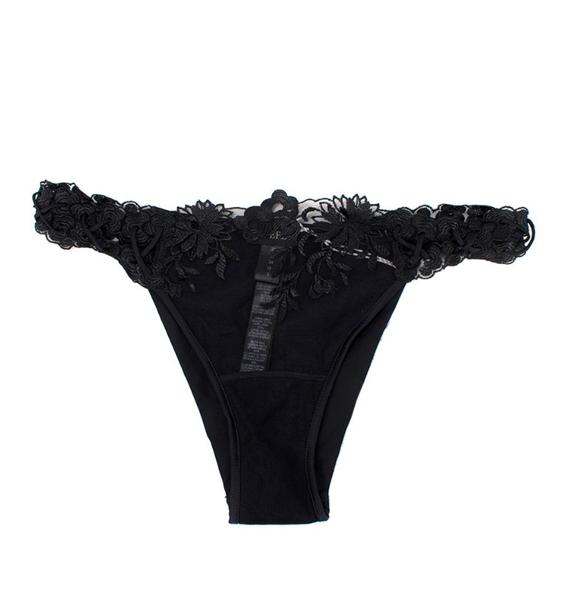 La Perla Zephyr Brazilian Brief in black Lycra with embroidered tulle