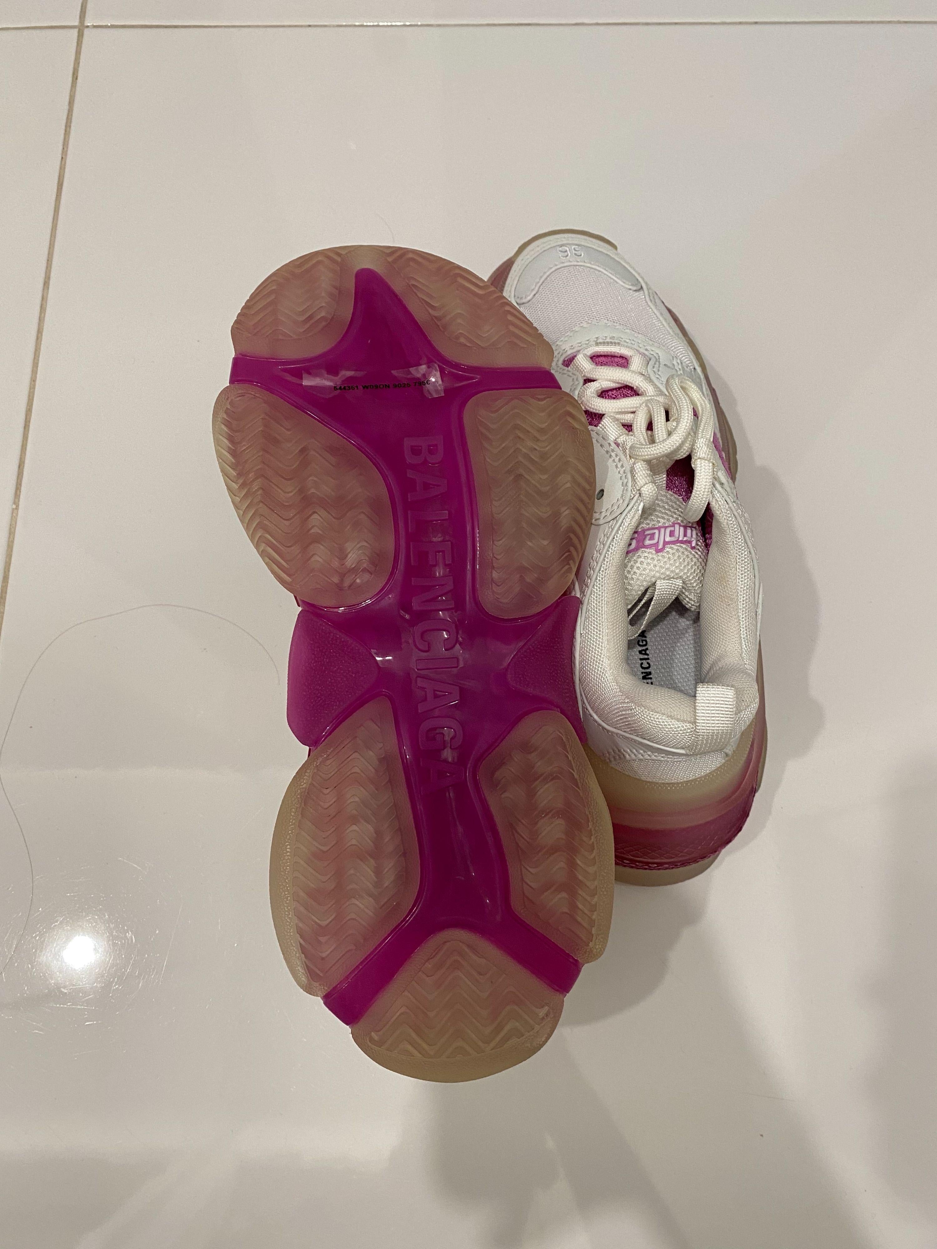 Balenciaga Pink and White Triple S Trainers