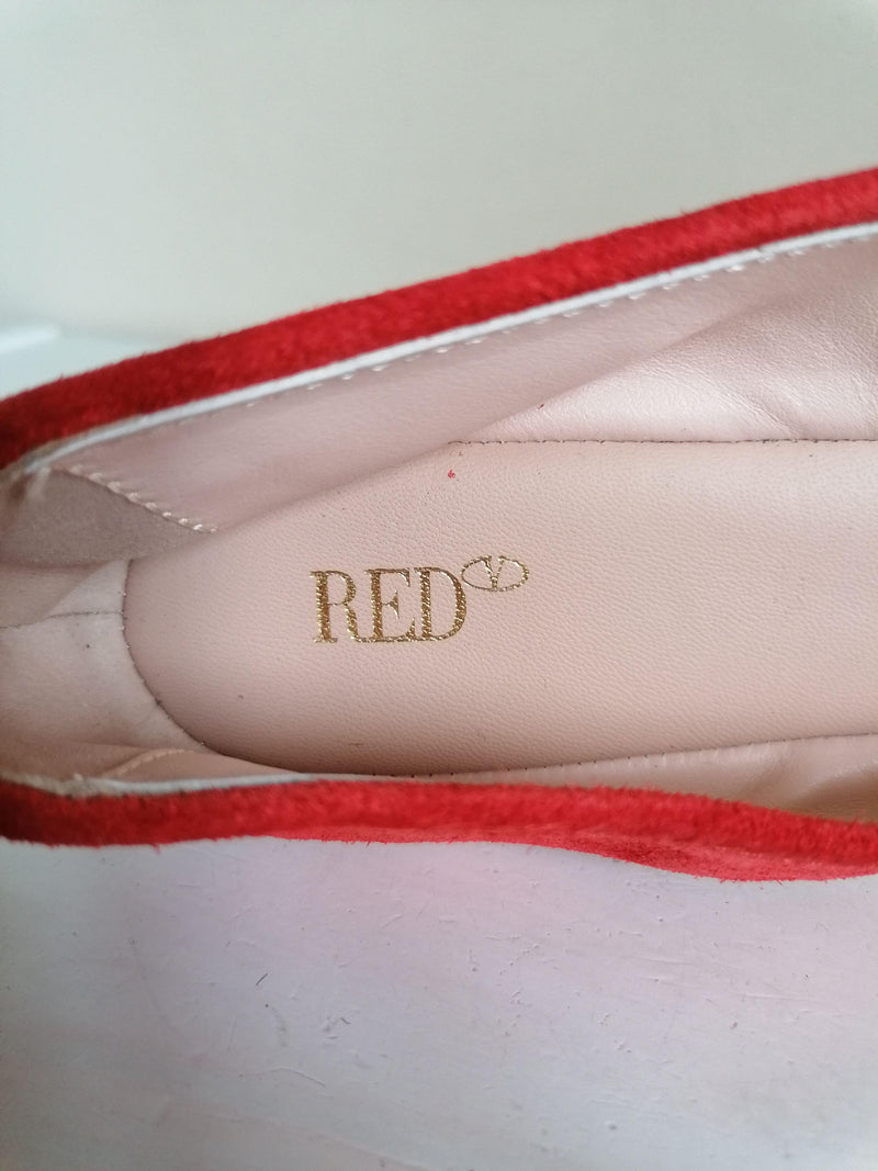 REDValentino Red Suede Fringed Ballerinas