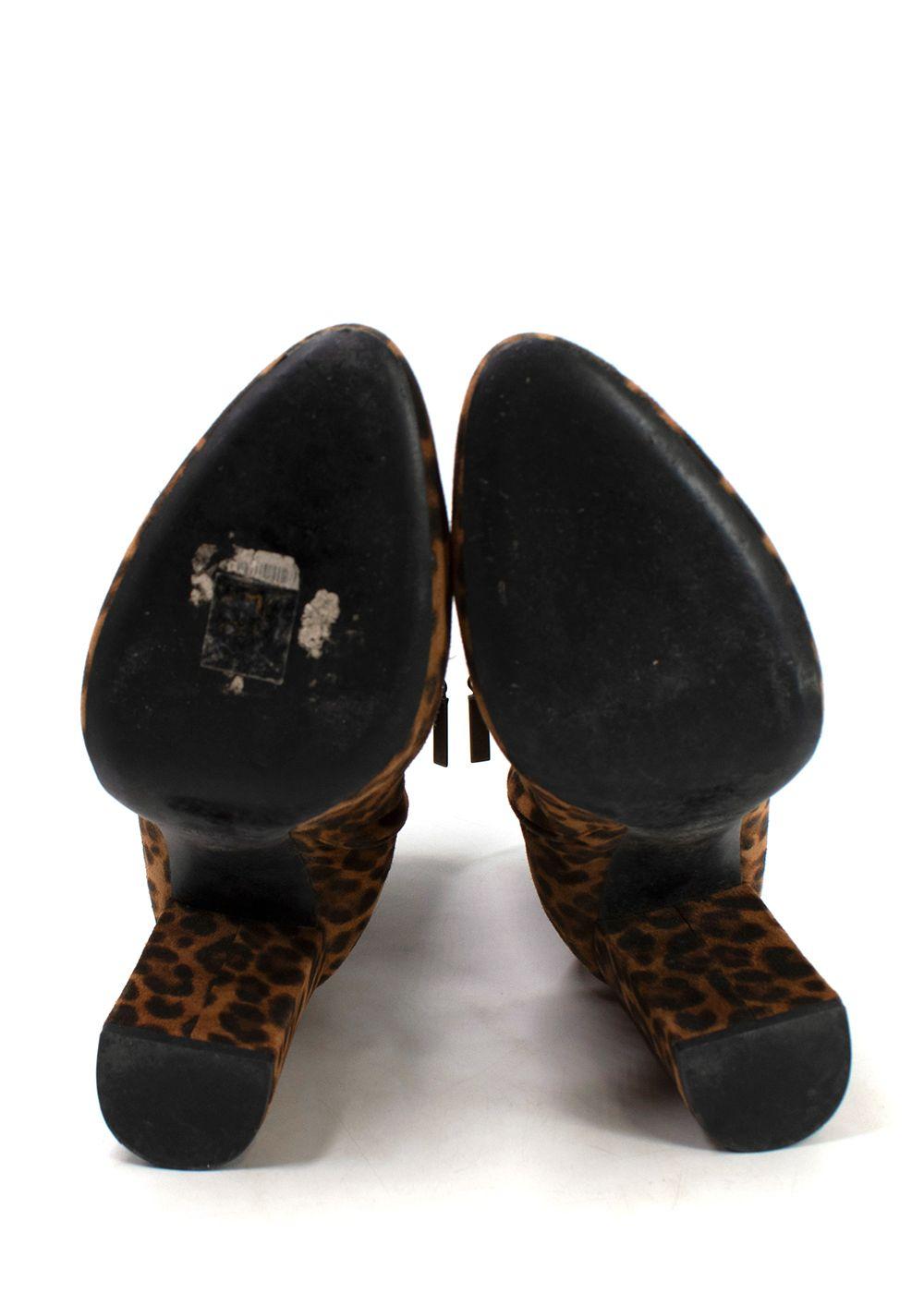 Saint Laurent Lou Leopard Print Ankle Boots