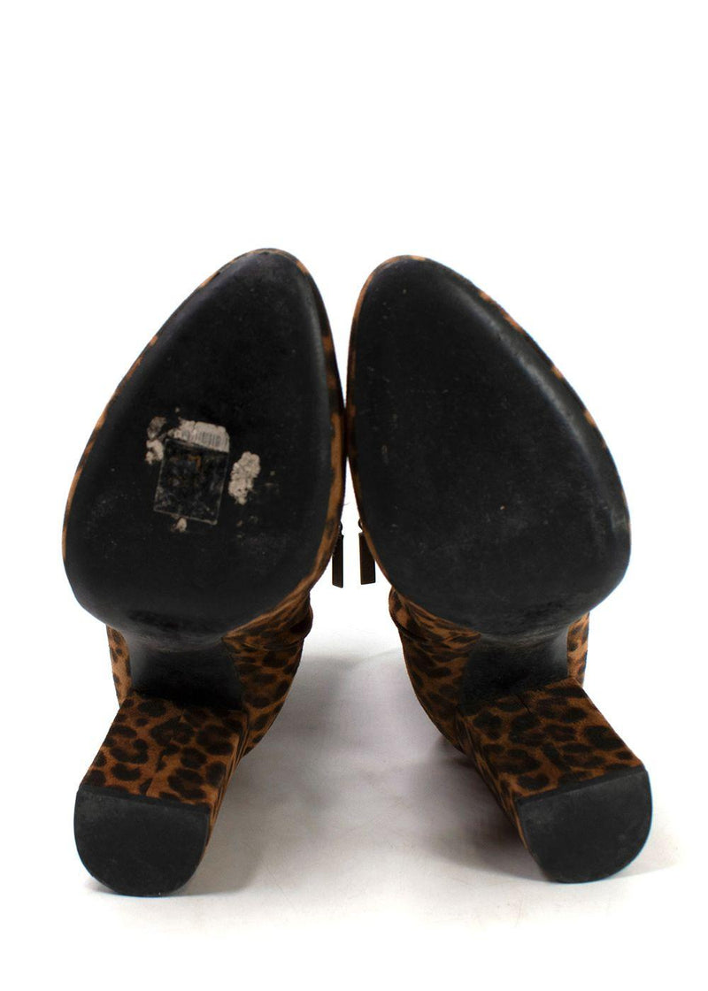 Saint Laurent Lou Leopard Print Ankle Boots