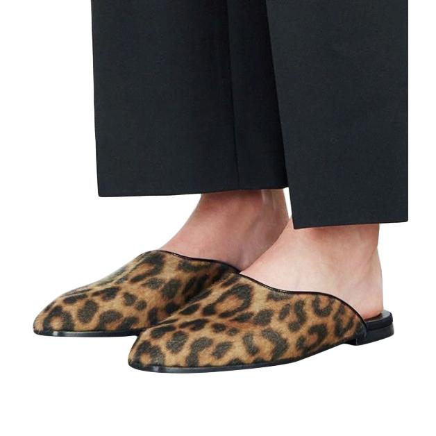 Stella McCartney Leopard Print Faux Calf Hair Mules
