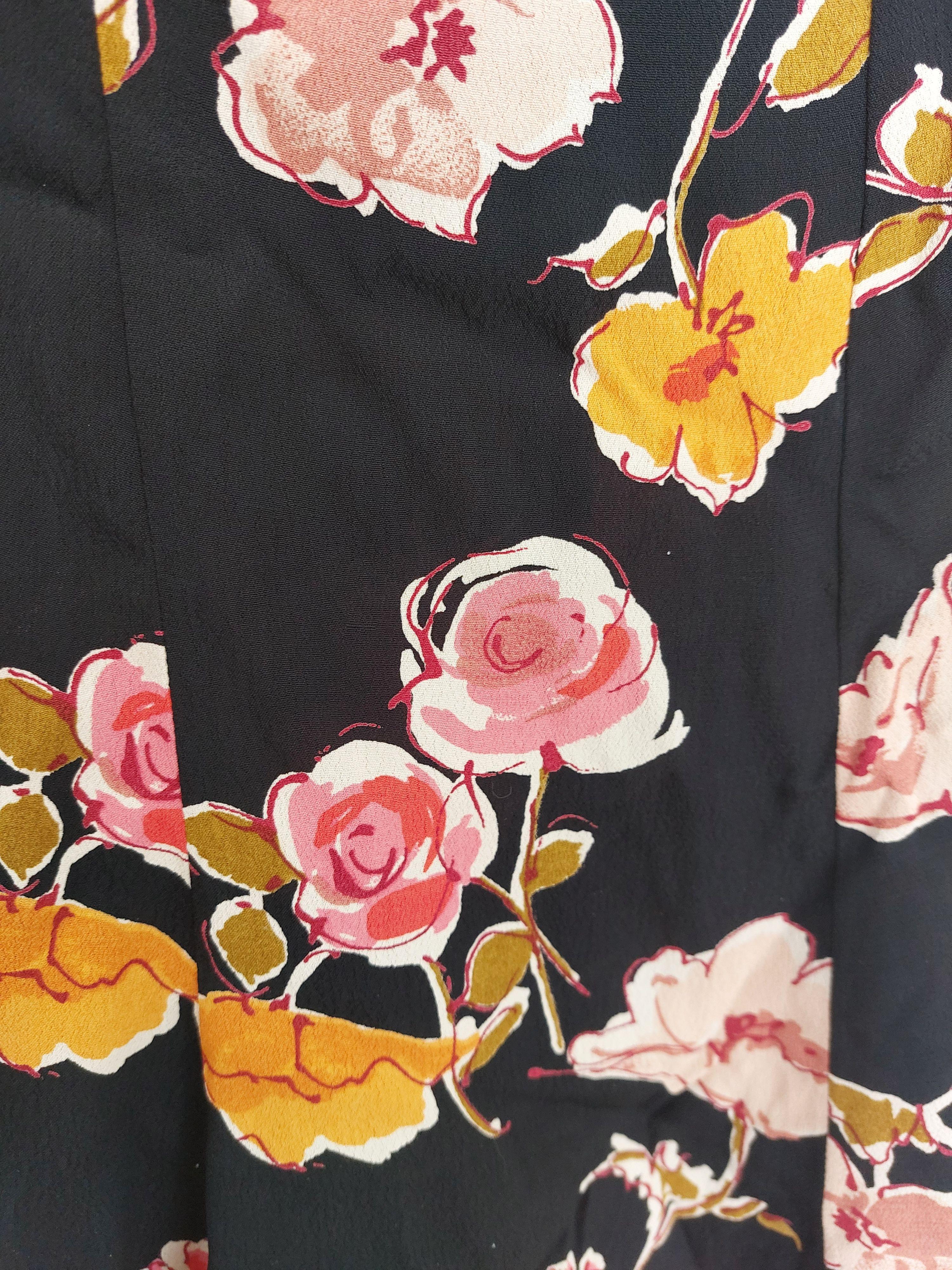 Black painterly floral crepe cami top