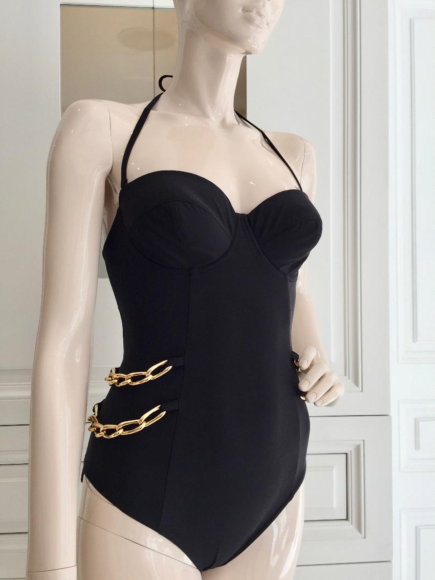 Carizzi Black 'Cocktail' Gold Chain Swimsuit
