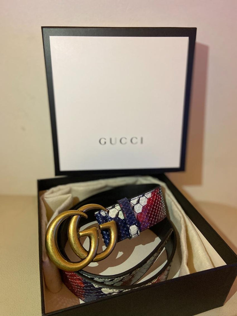 Gucci Python Belt with Double GG Buckle