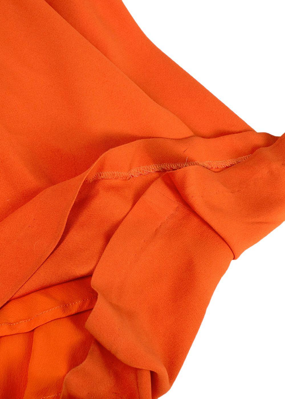 Alexander McQueen Orange Silk Crepe Crystal Halterneck Gown