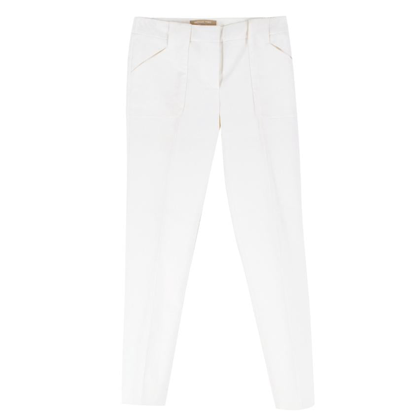 Michael Kors Off-White Tapered Slim-Leg Trousers
