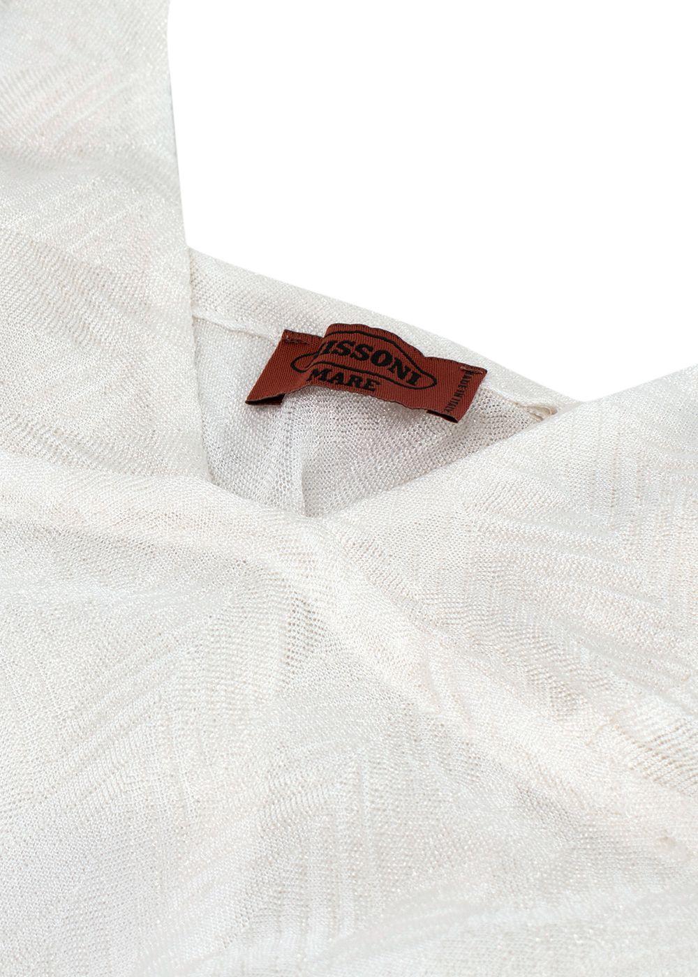 Missoni Mare White Zigzag Woven Draped Top
