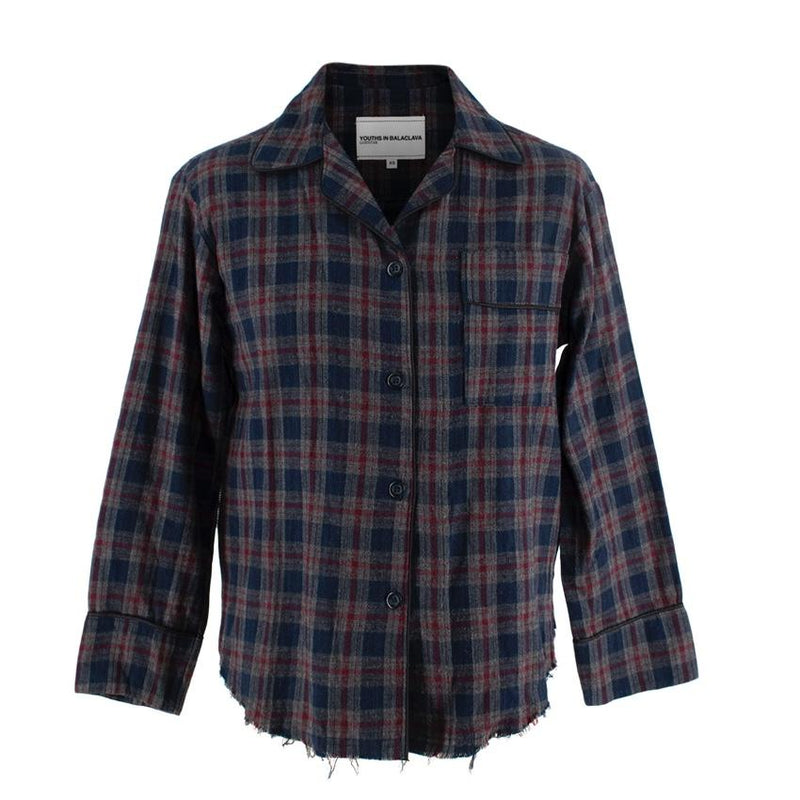 Youths In Balaclava Red & Navy Plaid Pyjama Shirt