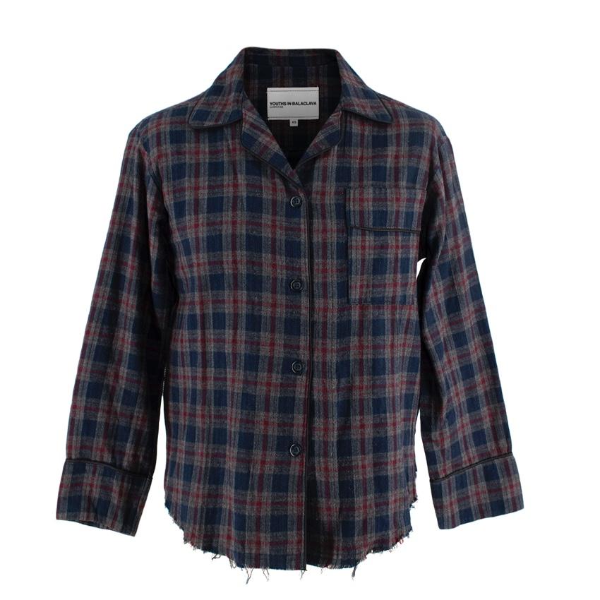 Youths In Balaclava Red & Navy Plaid Pyjama Shirt