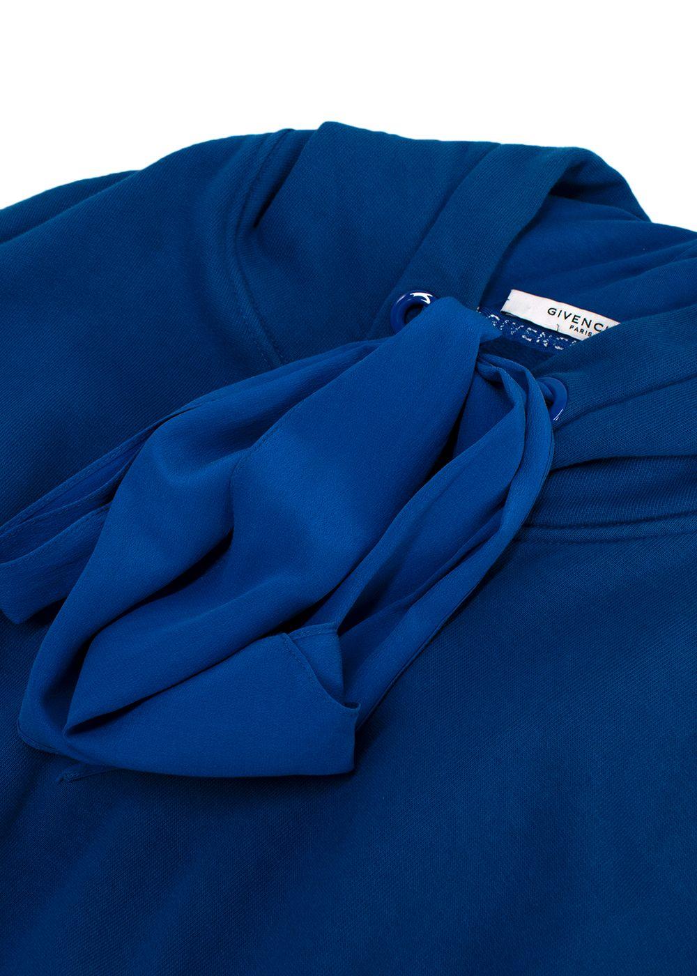 Givenchy Royal Blue Silk Tie Oversized Hoodie