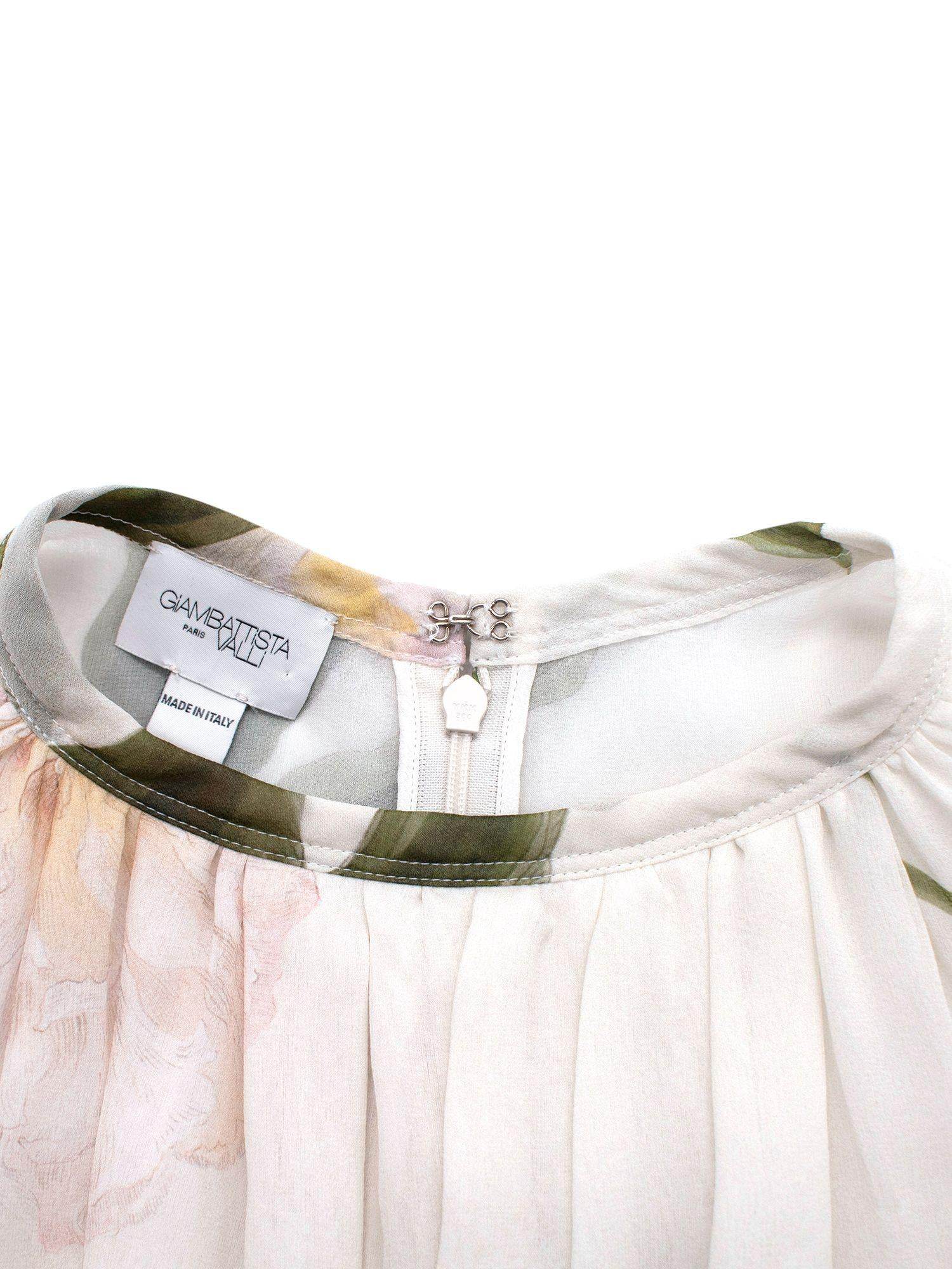 Giambattista Valli Multi Peony Print Silk Blouse