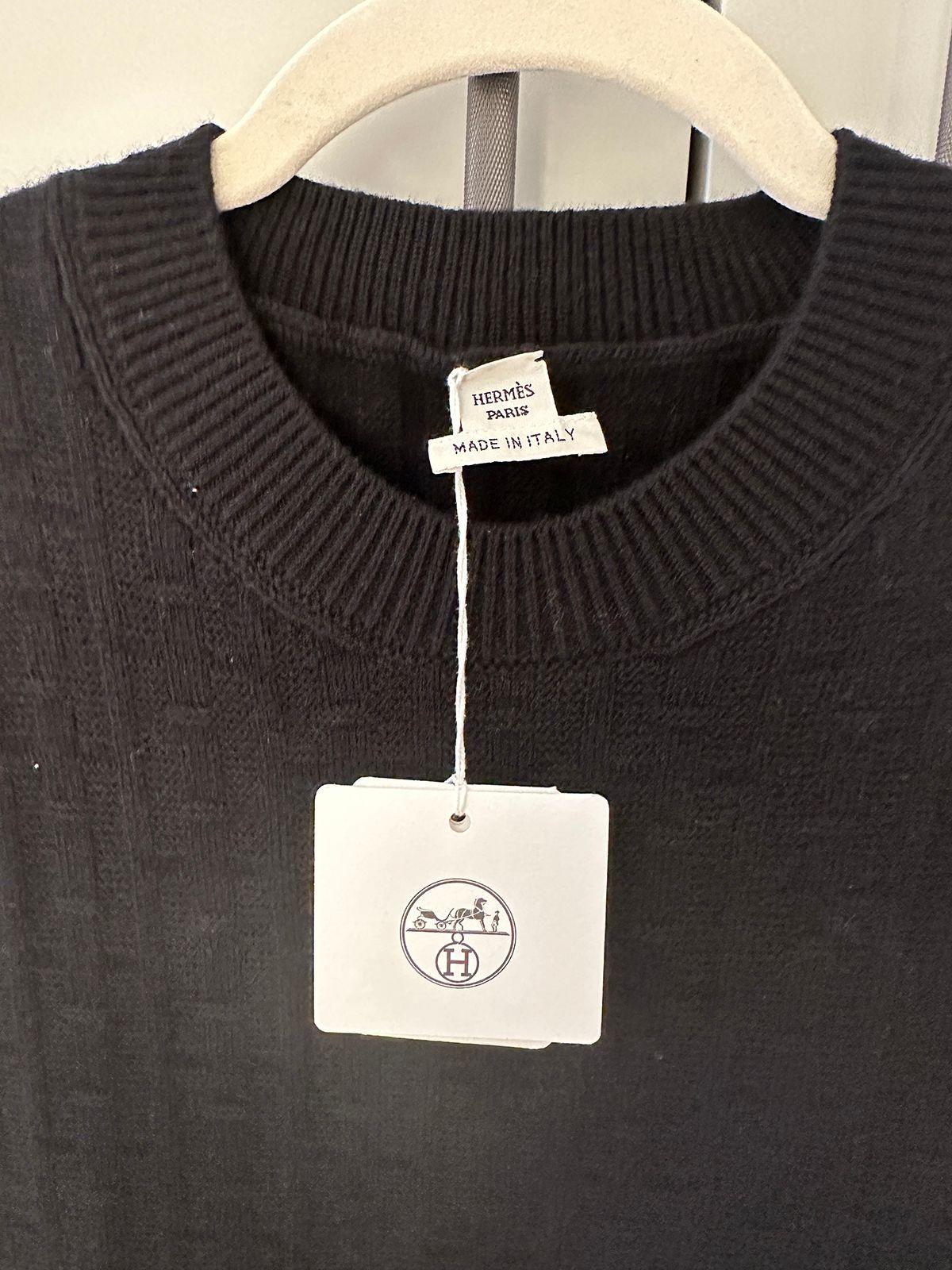 Hermes Black H Embossed Wool Dress