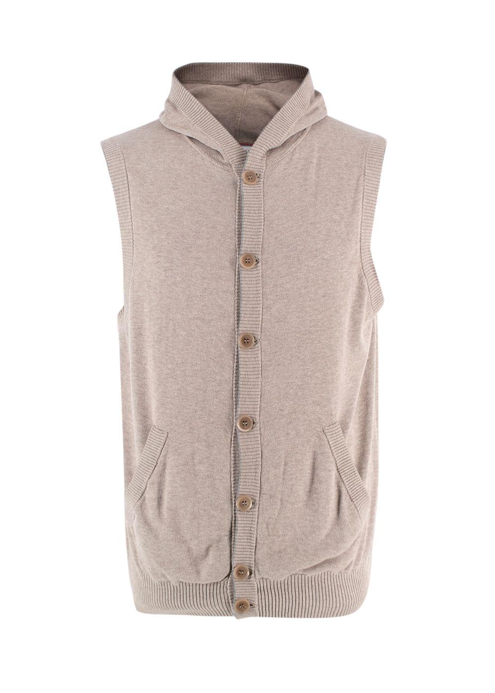 Brunello Cucinelli Beige Knitted Hooded Sweater Vest