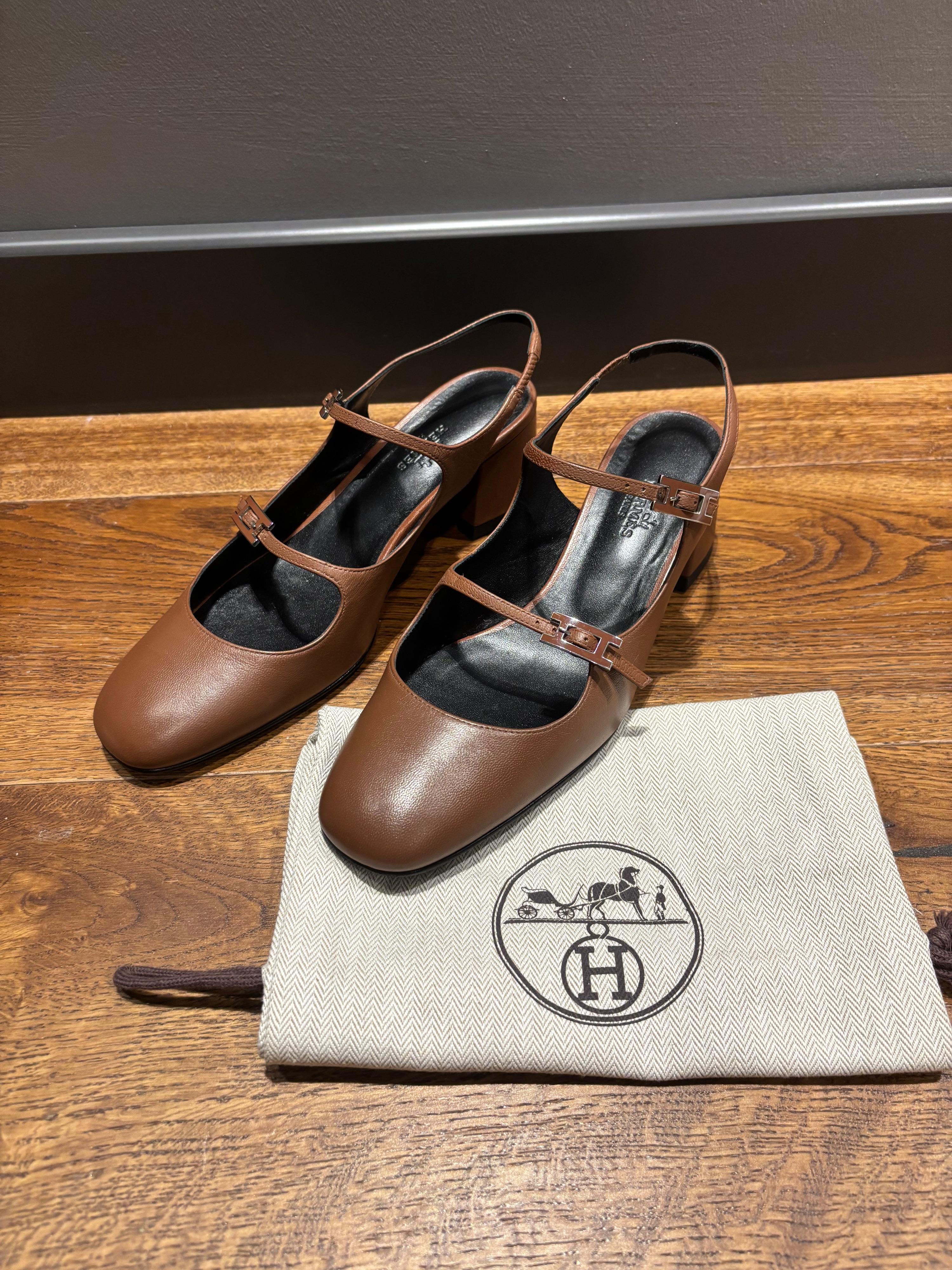 Hermes Tan Jackie Sandals