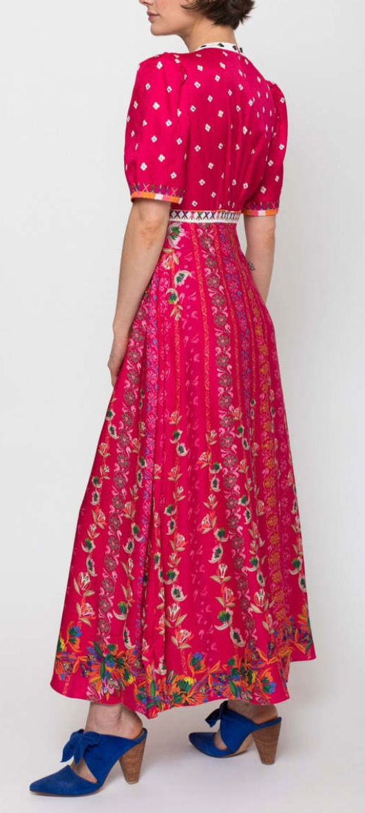Saloni Tabitha Dress in Fuchsia Falls print