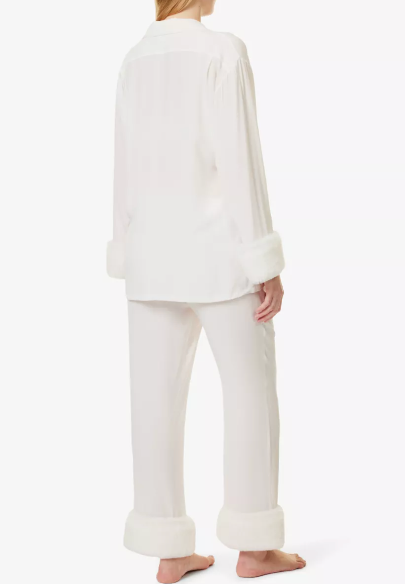 Olivia Von Halle Fifi Faux-Fur-Trim Silk Crepe Pyjamas