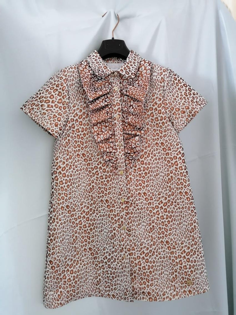Roberto Cavalli Junior 10Y Animal Print Ruffle Front Dress