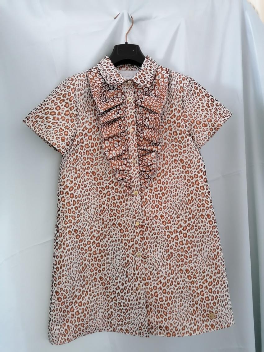 Roberto Cavalli Junior 10Y Animal Print Ruffle Front Dress