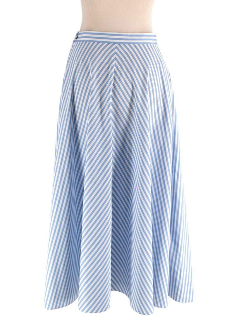 Polo Ralph Lauren Blue Stripe A-line Midi Skirt