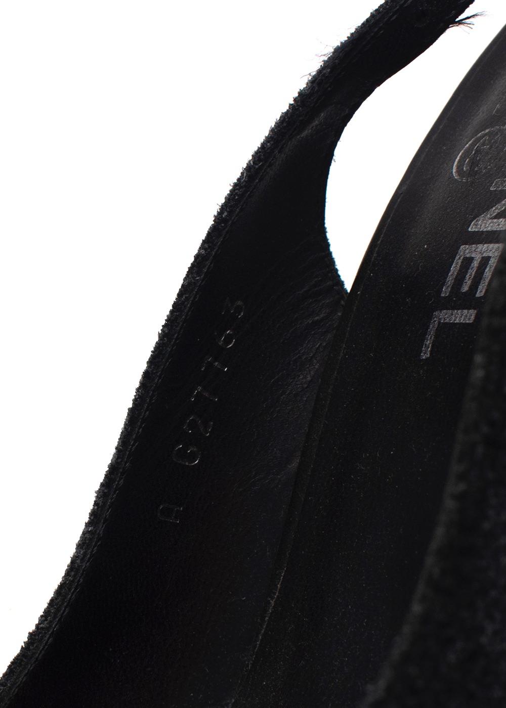 Chanel Grey Suede and Leather CC Cap Toe Slingback