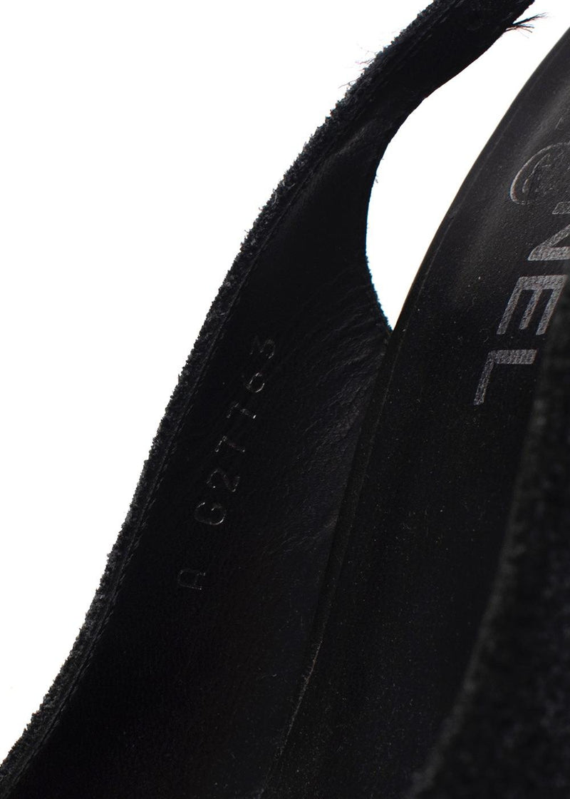 Chanel Grey Suede and Leather CC Cap Toe Slingback