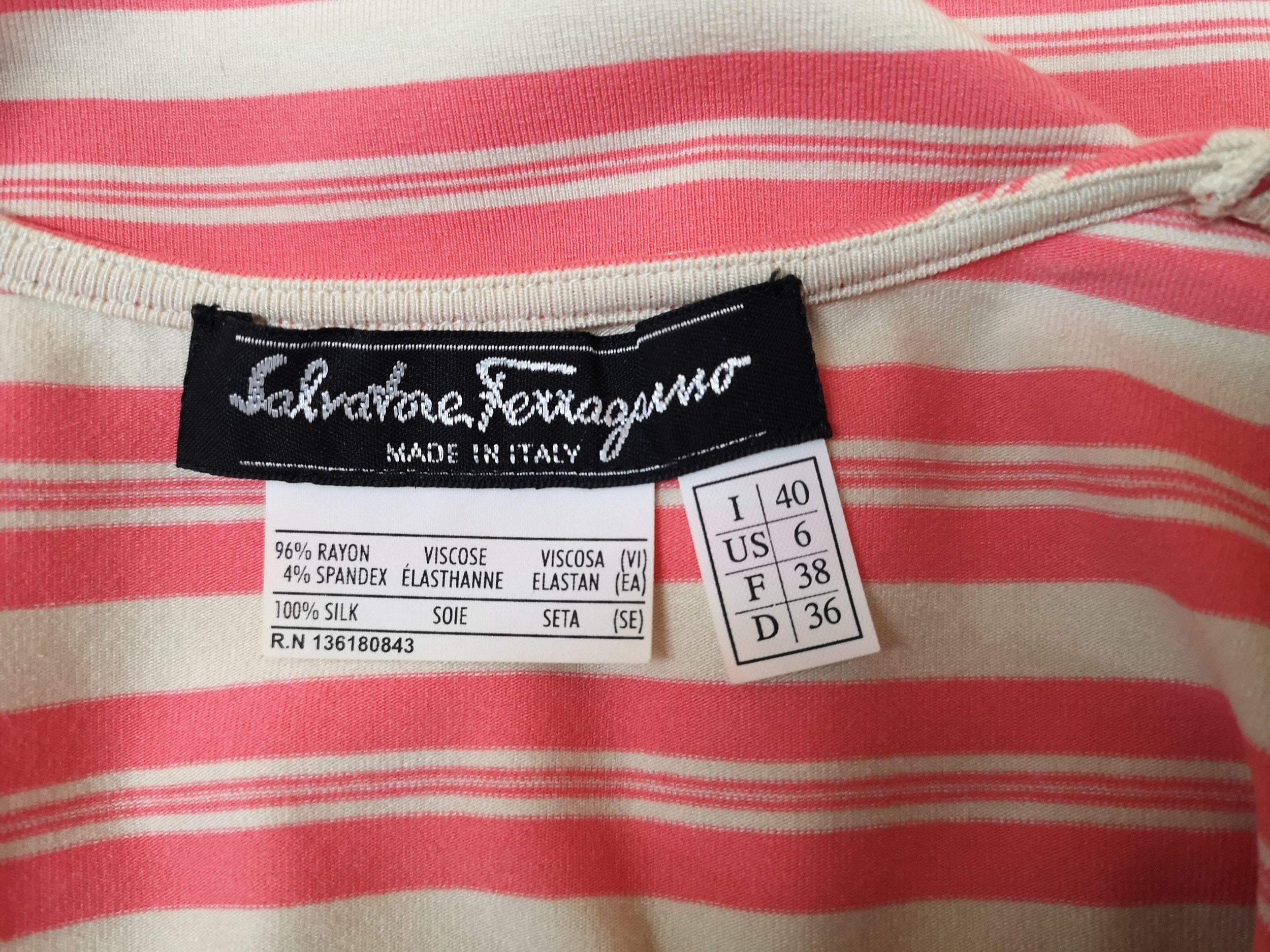 Ferragamo Striped Silk Scarf Detail T-Shirt