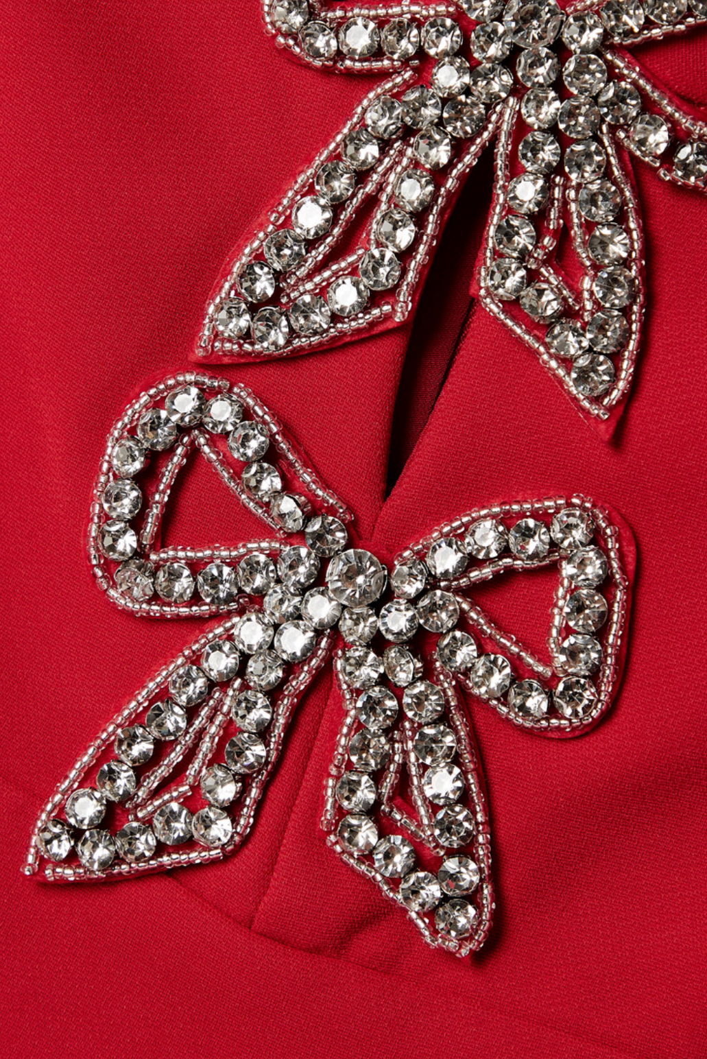 Self Portrait Red Crystal Bow Detail Mini Dress