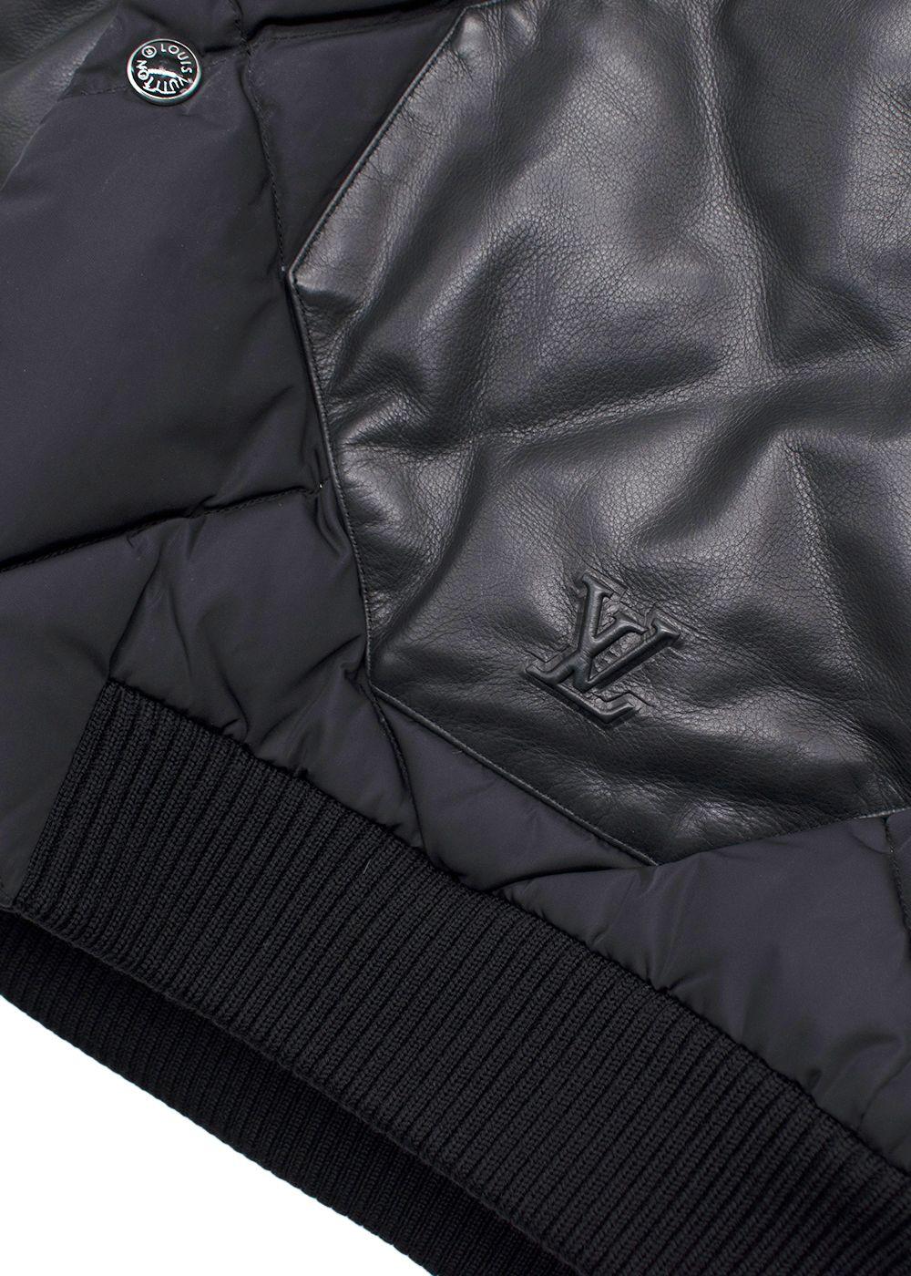Louis Vuitton Kid's Black Quilted Jacket With Leather Pockets